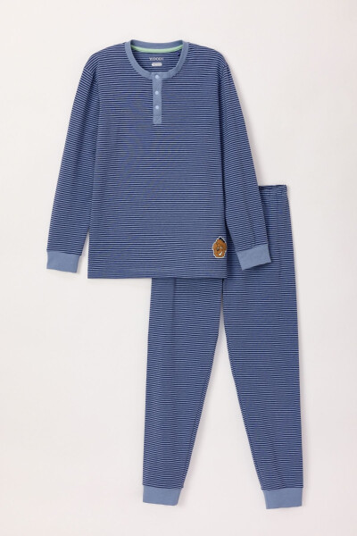 10-16 Years Boys Pajama-Pld - 904-Striped Blue - 5