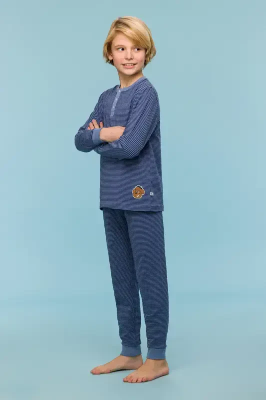 10-16 Years Boys Pajama-Pld - 904-Striped Blue - 1