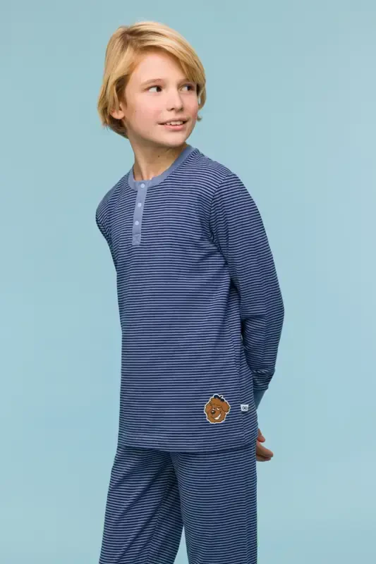 10-16 Years Boys Pajama-Pld - 904-Striped Blue - 4