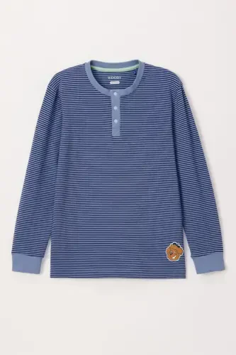 10-16 Years Boys Pajama-Pld - 904-Striped Blue - 6