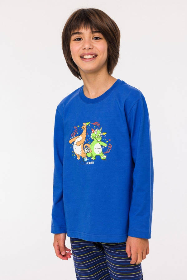 10-16 Years Old Boys Pajama-Pls - 875-Blue - 19