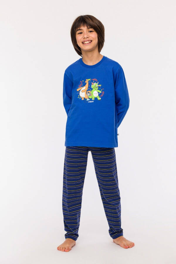 10-16 Years Old Boys Pajama-Pls - 875-Blue - 9