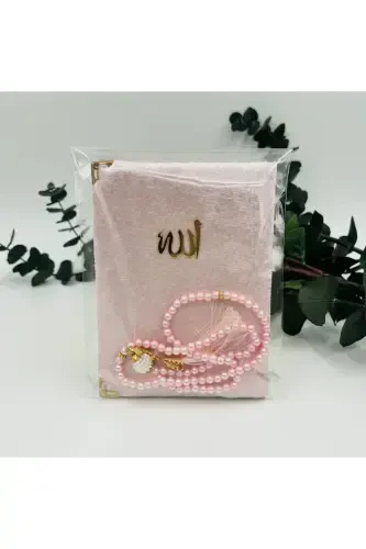 10 Adet Pembe Hediyelik Jelatinde Kadife Yasin Cüzü Ve Inci Tesbih Seti ( Mevlit-hac-umre-sünnet)-PEMBE - 2