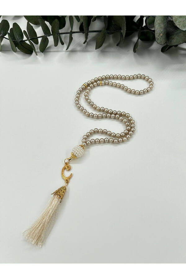 10 Adet Hediyelik Vavlı Püsküllü Vizon Plastik Inci 99'lu Namaz Tesbihi ( Mevlit-sünnet-hac-umre)-VİZON - 1