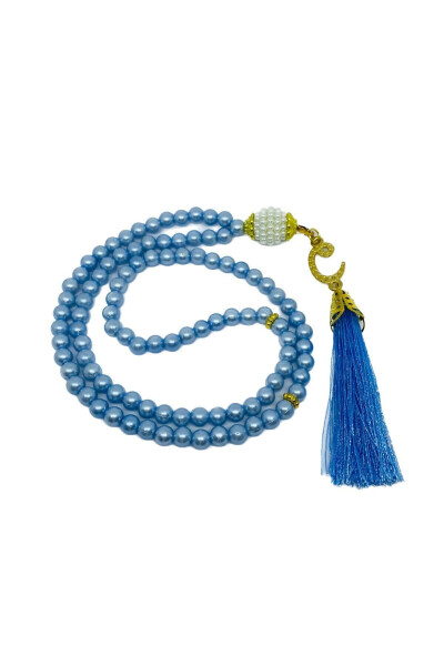 10 Adet Hediyelik Vavlı Bebemavi Püsküllü Plastik Inci 99'lu Namaz Tesbihi ( Mevlit-sünnet-hac-umre)-MAVİ - LENAGIFTWORKSHOP (1)
