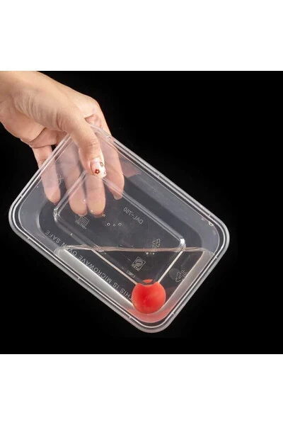 10 Adet Kapaklı Derin Dondurucuya Mikrodalgaya Uygun Sızdırmaz Saklama Kabı 1 Litre-Şeffaf - 26