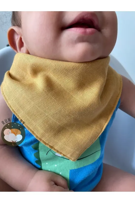 (10 ADET) Müslin Kumaş Çıtçıtlı Bebek Salya Önlük & Fular - 5