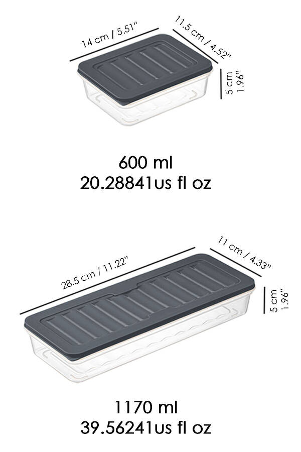 10 dona Buzdolabı Tartibga Solish Mikroto'lqinli Pech va Muzlatgichga Moslashtirilgan Saqlash Idishi Antrasit 4 X 1170 ml - 6 X 600 ml - 8