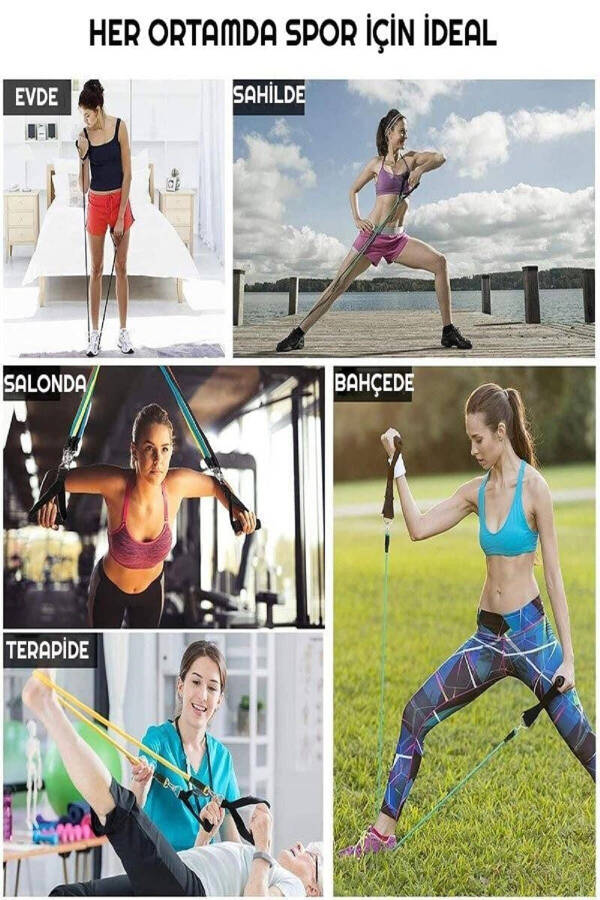 ® 10 dona Fitness Kadio Aerobik Mashq Qilishga Moidlik Tasmasi To'plami Pilates Yoga Sport Asboblari - 5