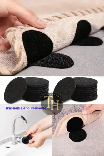 10 dona Gilam Kilimlar To'shak Qopqog'i Sirpanmaydigan Yostiq Velcro To'plami Yopishqoq Gilam Sirpanmaydigan - 4