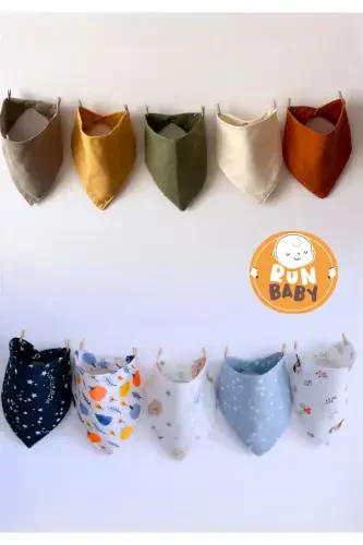 (10 DONA) Muslin Mato Ikki Chitlikli Chaqaloq So'lak Oldlik & Sharf Ynkmbn - 2