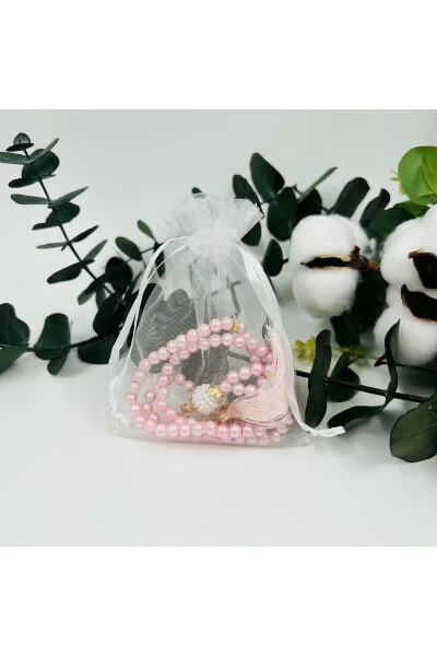 10 Dona Sovgʻa Organza Qopli Marvarid Tasbeh (Tugʻilish-Haj-Umra-Sunnat) - LENAGIFTWORKSHOP