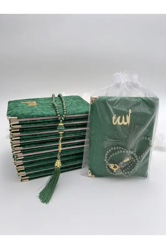 10 dona sovgʻa tül xalta boʻyalgan baxmal Yasin juzi va marvarid tasbeh toʻplami (Mavlid-Sunnat-Haj-Umra) - 1