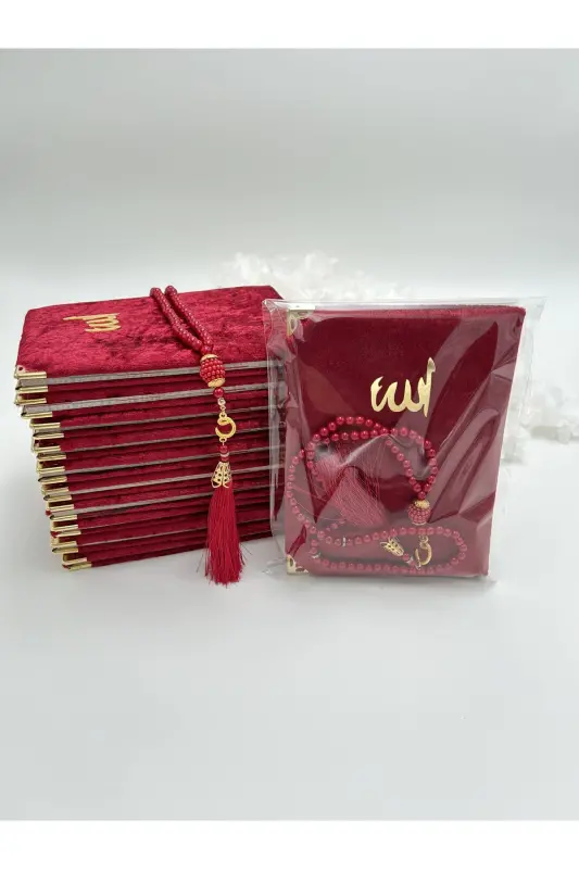 10 dona sovgʻalik jelatindagi kadif Yasin juzi va marvarid Tesbih toʻplami (Mavlid-Hajj-Umra-Sunnat) - 1