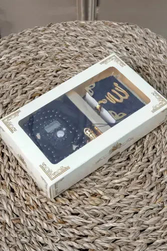 10 dona - Toshli Zikrmatik TasbiModazoneatik Baxmal bilan qoplangan Mini Qur'on 99 dona Marvarid Tasbih to'plami-Qora - 4