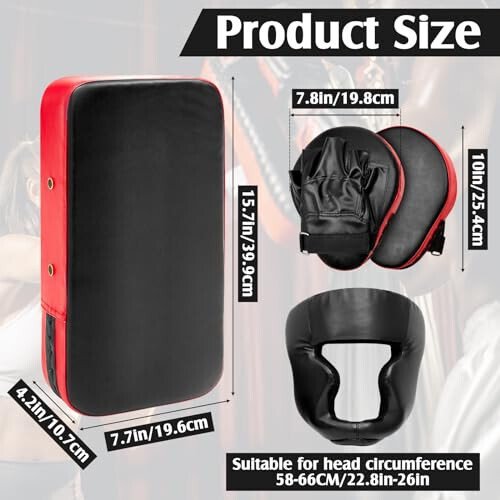 10 In1 Punching Mitts Kick Pack Set Boxing Mitts Focus Pads Boxing Gloves Boxing Safety Head Guard Wrist Band for Boxing, Kickboxing, Karate, Muay Thai, MMA Training - 3