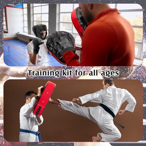 10 In1 Punching Mitts Kick Pack Set Boxing Mitts Focus Pads Boxing Gloves Boxing Safety Head Guard Wrist Band for Boxing, Kickboxing, Karate, Muay Thai, MMA Training - 7