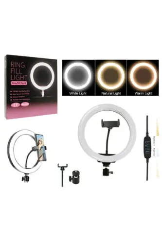 10 Inç Ring Light Sadece Halka Led 3 Renkli Ayarlanabilir Tiktok Youtuber Işığı-10 İNÇ HALKA SİYAH 