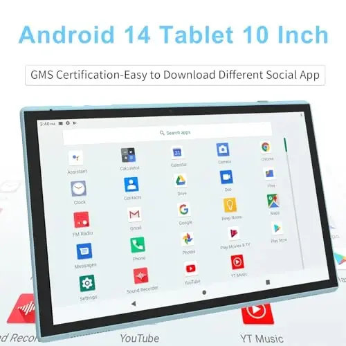 10 Inch Tablet With Tablet protective Case and Stylus, Android 14 Tablets, 6GB RAM 32GB ROM/1TB Expansion, 8H 6000mah Battery Wifi Bluetooth 10.1