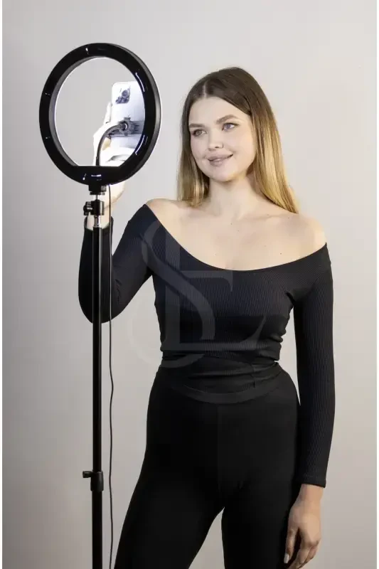 10 Inch Ring Light 120 Led Influencer Youtuber Tiktok Phone Holder Makeup Light 2.1 Mt Tripod-BLACK - 4