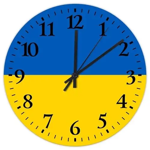 10 Inch Silent Non-Ticking Wall Clocks Battery Operated Ukraine Flag Home Decoration for Kitchen Tactical Nation Patriotic Modern Round Wooden Wall Clock Rustic for Auto Shop Workshop - 1