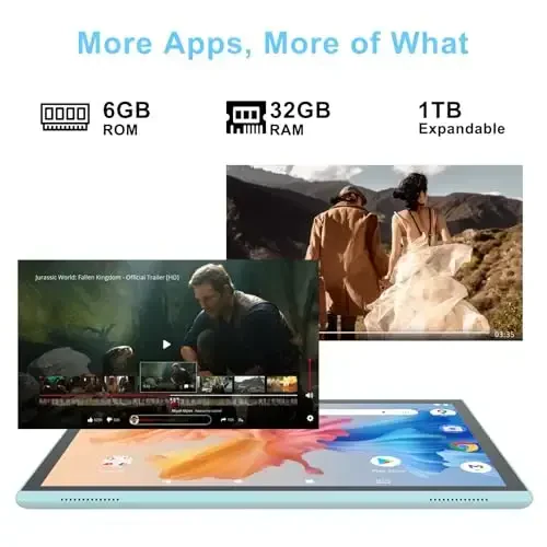 10 Inch Tablet With Tablet protective Case and Stylus, Android 14 Tablets, 6GB RAM 32GB ROM/1TB Expansion, 8H 6000mah Battery Wifi Bluetooth 10.1