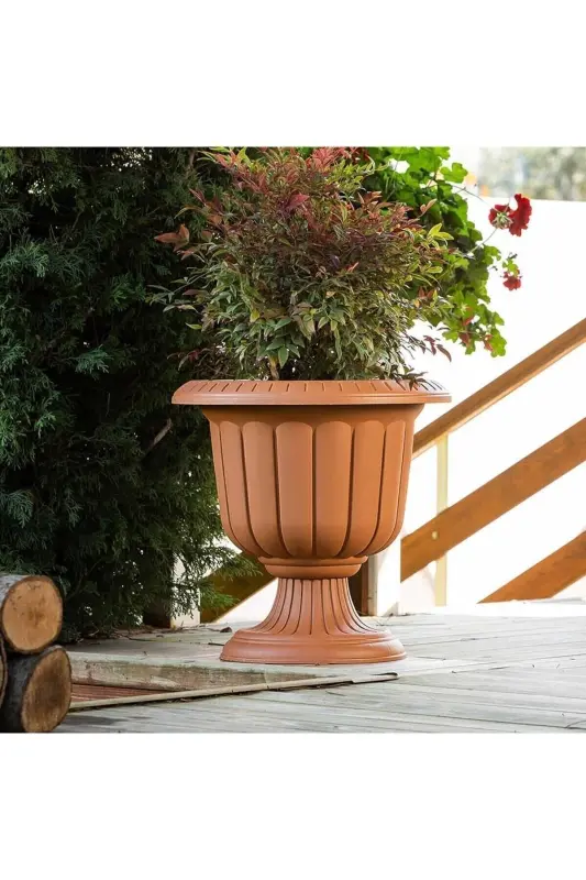 10 Liter 35cm Mocha Color Legged Plastic Daffodil Pot-9.8Lt Tile - 3