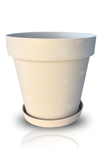 10 Liter Matte White Plate with Grill Decorative Plastic Insulation Flower Pot No. 5 Ø28x26cm - 7