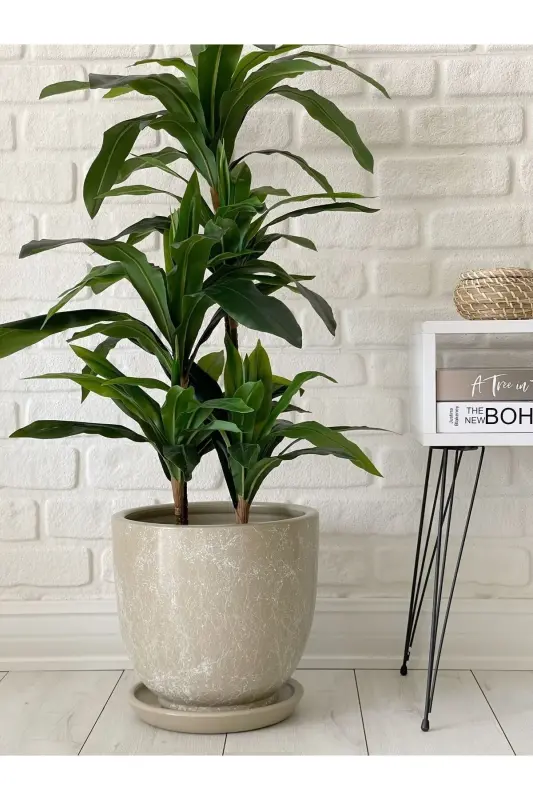 10 Liter Pot with Saucer Diameter: 25cm x Height: 23cm Mia Stone Marble Pattern - 1