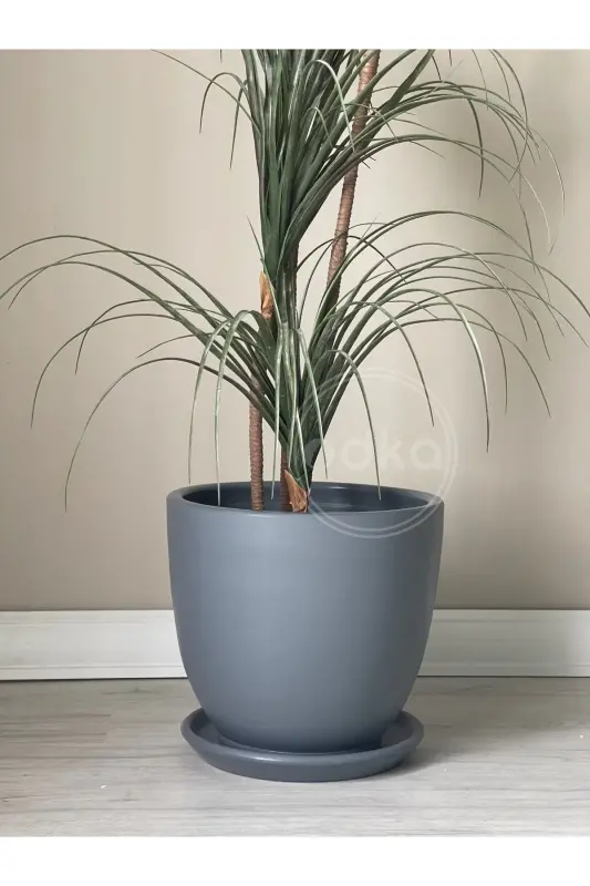 10 liter Pot with Saucer Diameter: 25cmx Height: 23cm Dark Smoke-Dark Smoke - 2