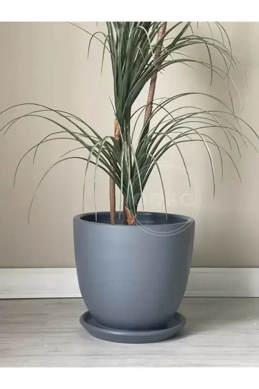 10 liter Pot with Saucer Diameter: 25cmx Height: 23cm Dark Smoke-Dark Smoke - 2