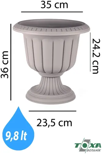 10 Litr 35cm Mocha Rangli Oyoqli Plastik Nargis Gulqozon - 9.8Lt G'isht - TOXA (1)