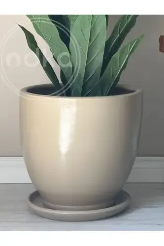 10 litr hajmli tuvak, tagʻlik bilan, diametri: 25sm x Balandligi: 23sm bej-BEJ - 1