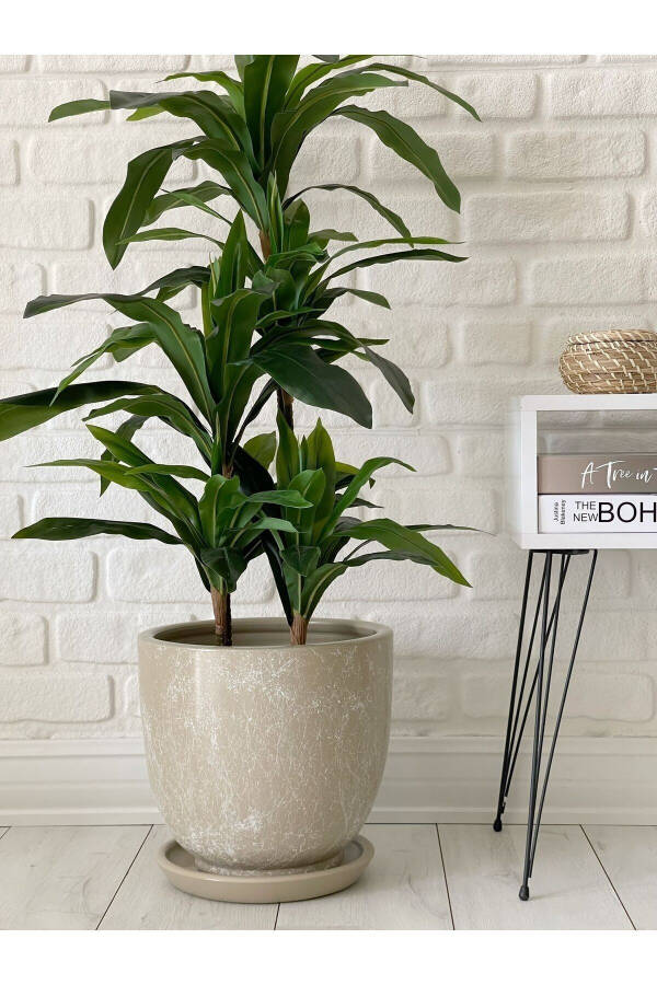 10 Litre Classic Pot with Drainage Plate, Diameter: 25cm Height: 23cm Stone Marble Pattern - 1