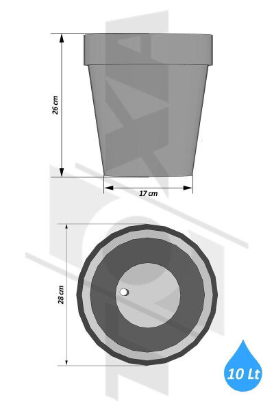 10 Litre Mat Kırık Beyaz Tabaklı Izgaralı Dekoratif Plastik Yalı Saksı No5 Ø28x26cm - 3