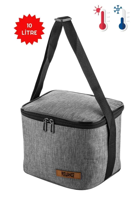 10 Litre Piknik Çantası Yemek Taşıma Termos Termal Beslenme Soğutucu - GRİ - 1