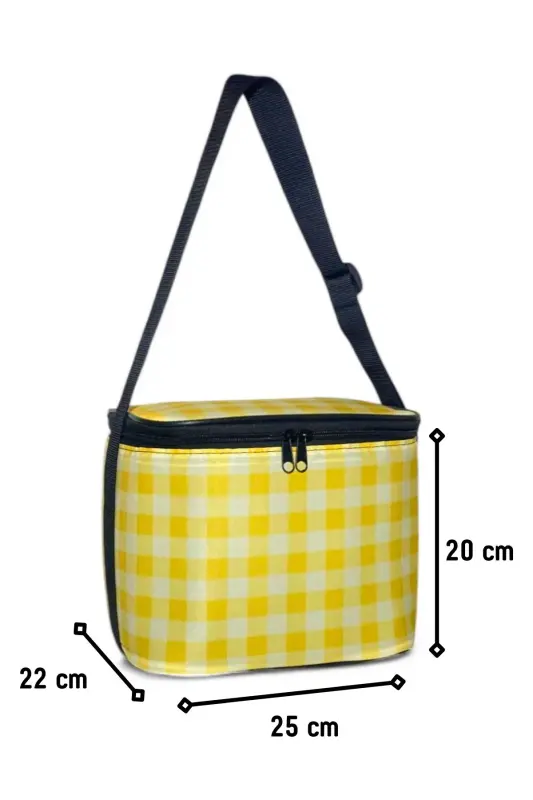 10 Litre Piknik Çantası Yemek Taşıma Termos Termal Beslenme Soğutucu - Sarı-Siyah - 12