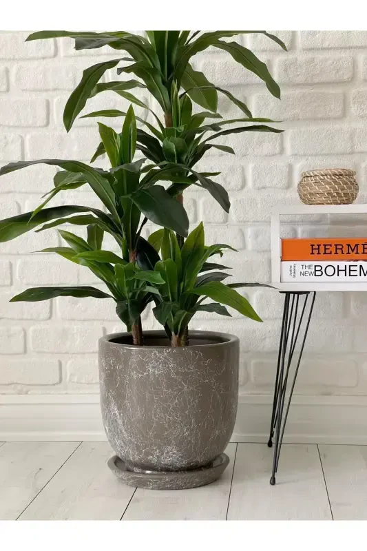 10 Litre Pot with Saucer Dia: 25cm x Height: 23cm Mia Mink Marble Patterned-Mink Marble Patterned - 3