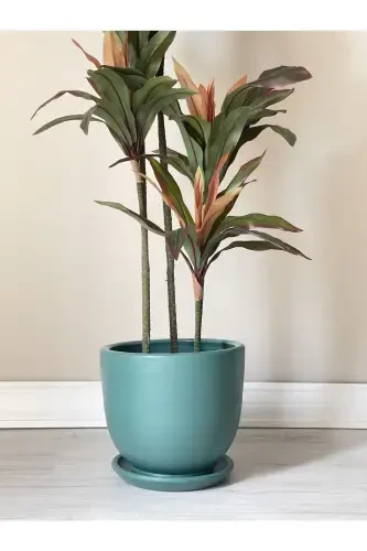 10 Litre Pot with Saucer Dia: 25cmx Height: 23cm Emerald Green-Emerald - 1