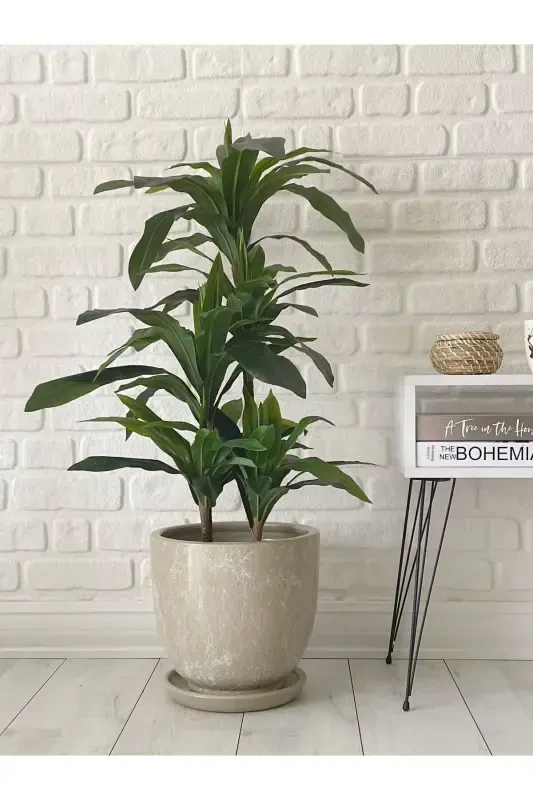 10litre Saksı Tabaklı Çap: 25cmx Yükseklik: 23cm Mia Taş Mermer Desenli-Taş Mermer Desenli - 3