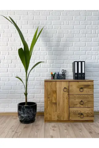 10litre Saksı Tabaklı Çap: 25cmx Yükseklik: 23cm Mia Siyah Mermer Desenli-Siyah Mermer Desenli - ODKA (1)