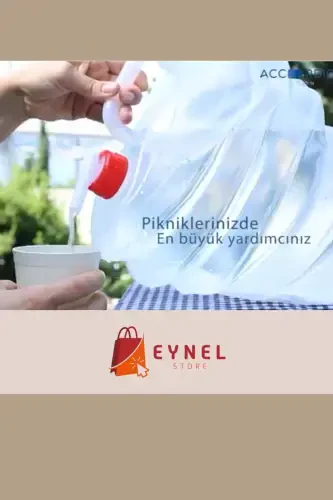 10 litrli Katlanadigan Muslukli Su Idish, Akkordeon Damakana Chiqaruvchi Su Xaltasi Plastik Piknik Kamp - 8