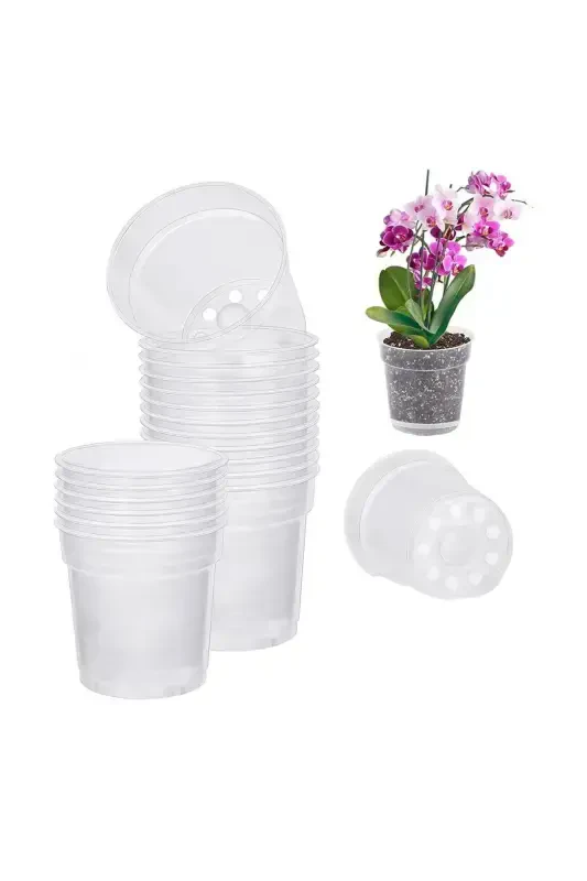 10 Orchid Growing Pots 12 Pot 0.7 Liter Transparent Plastic Pot-10 - 3