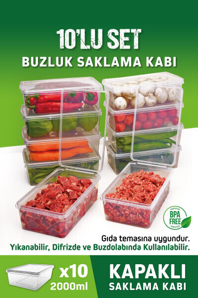 10 Pack 2 Liters Self-Sealing Freezer Storage Containers Organizer - OFFBOX
