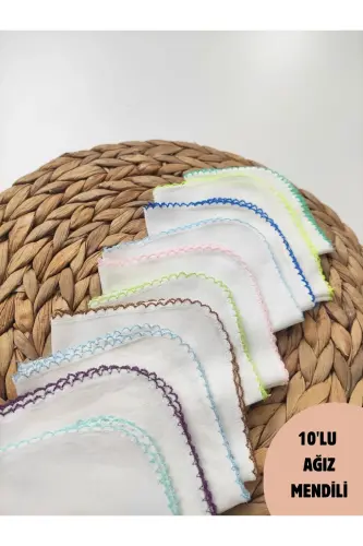 10-pack Baby Bibs, 100% Cotton Knit Fabric, Baby Wipes, Newborn Sweat Cloth - 3