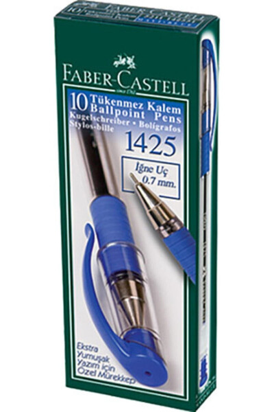 10 Pack Blue 1425 Needle Tip Ballpoint Pen - FABER CASTELL