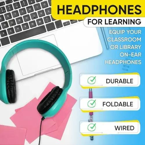 10 Pack Bulk Wired On-Ear Leather Headphones with 3.5mm Connector, Oval Metal Housing, Black - 5