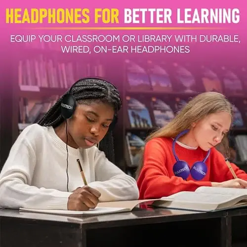 10 Pack Bulk Wired On-Ear Rubber Headphones with 3.5mm Connector, Multi - 4