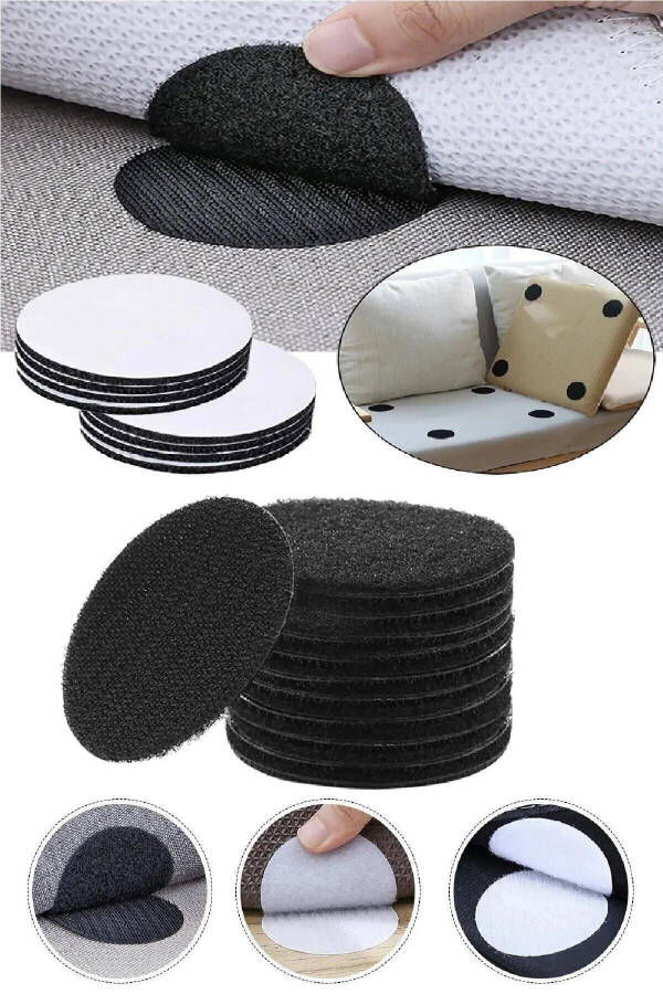 10 Pack Non-Slip Rug Mat Bedspread Gripper Velcro Set Adhesive Rug Anti-Slip - 7