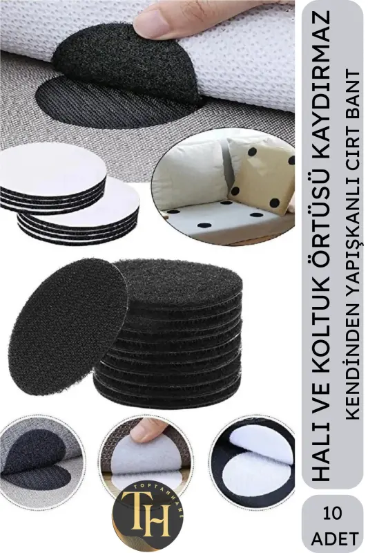 10 Pack Non-Slip Rug Mat Bedspread Gripper Velcro Set Adhesive Rug Anti-Slip - TOPTANHANE